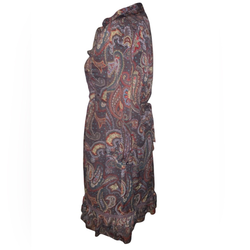 Rare vintage Dunnes Elegant Paisley neck bow dainty 70s style feminine dress 10 - Picture 2 of 11